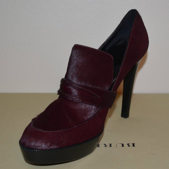 Gently Used Women NWT Burberry Pony Hair Platform Pumps